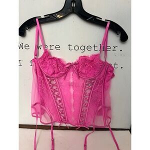 $120 VICTORIAS SECRET DREAM ANGELS WICKED UNLINED LACE UP PUSH UP CORSET BRA S